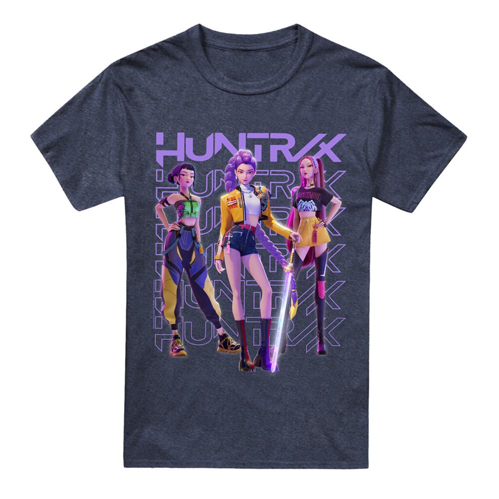 Heather Navy - Front - K-Pop Demon Hunters Unisex Adult Huntr-X Group Pose T-Shirt