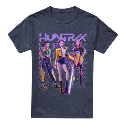 Heather Navy - Front - K-Pop Demon Hunters Unisex Adult Huntr-X Group Pose T-Shirt
