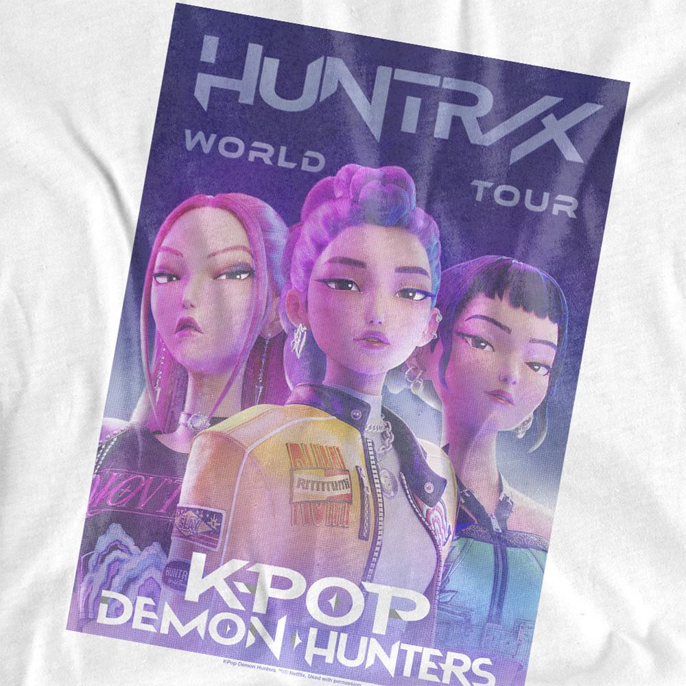 White - Back - K-Pop Demon Hunters Womens-Ladies World Tour Huntr-X T-Shirt