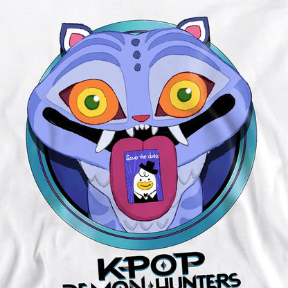 White - Back - K-Pop Demon Hunters Unisex Adult Save The Date Derpy Tiger Cartoon Sweatshirt