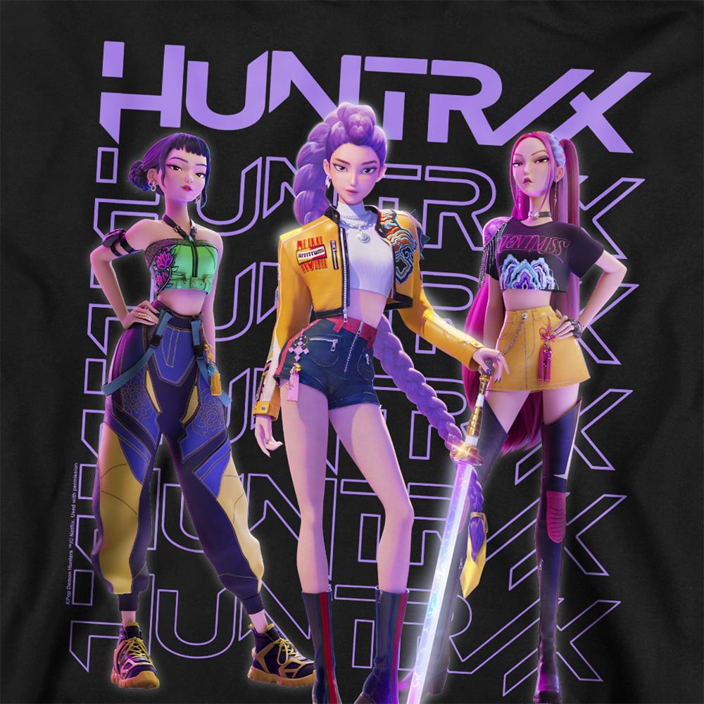 Black - Back - K-Pop Demon Hunters Unisex Adult Huntr-X Group Shot Sweatshirt