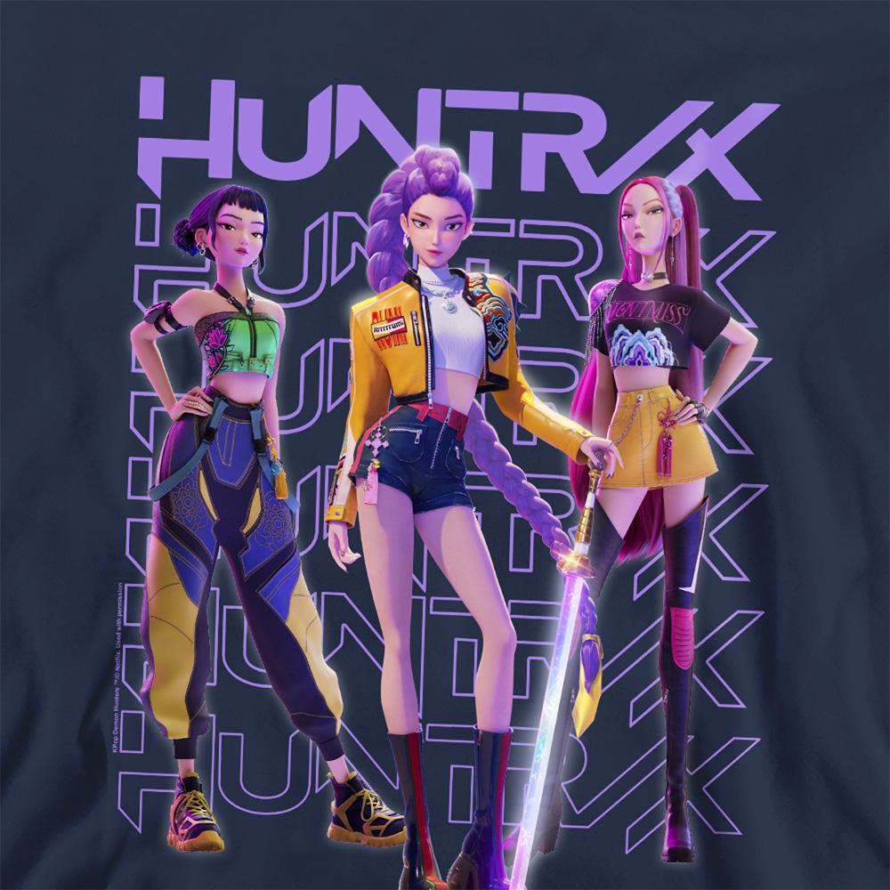 Navy - Back - K-Pop Demon Hunters Unisex Adult Huntr-X Group Shot Sweatshirt