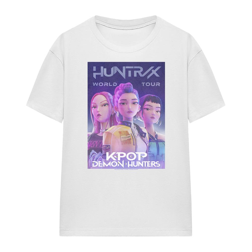 White - Front - K-Pop Demon Hunters Womens-Ladies World Tour Huntr-X Poster T-Shirt