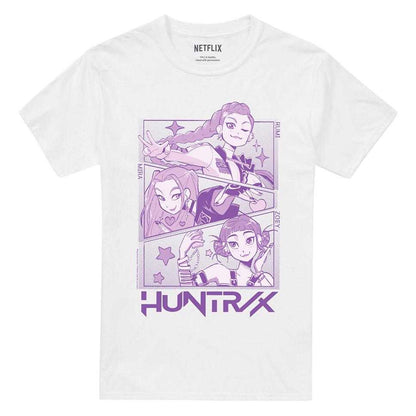 White - Front - K-Pop Demon Hunters Unisex Adult Huntr-X Manga Panel T-Shirt