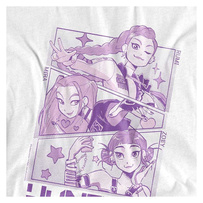 White - Side - K-Pop Demon Hunters Unisex Adult Huntr-X Manga Panel T-Shirt
