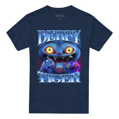 Navy - Front - K-Pop Demon Hunters Unisex Adult Derpy Tiger T-Shirt