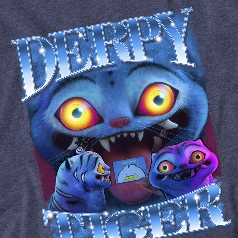 Heather Navy - Back - K-Pop Demon Hunters Unisex Adult Derpy Tiger T-Shirt