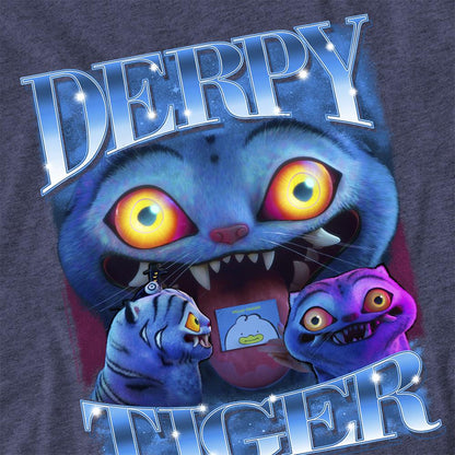 Heather Navy - Back - K-Pop Demon Hunters Unisex Adult Derpy Tiger T-Shirt
