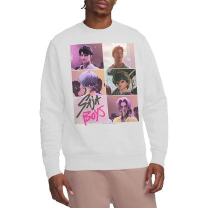 White - Lifestyle - K-Pop Demon Hunters Unisex Adult Saja Boys Grid Sweatshirt