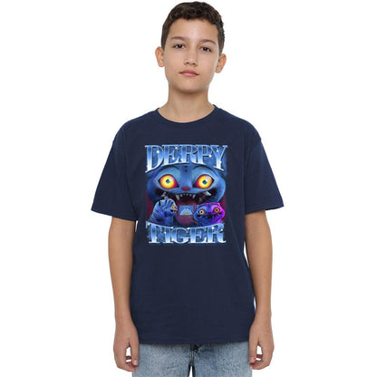 Navy - Lifestyle - K-Pop Demon Hunters Childrens-Kids Derpy Tiger T-Shirt