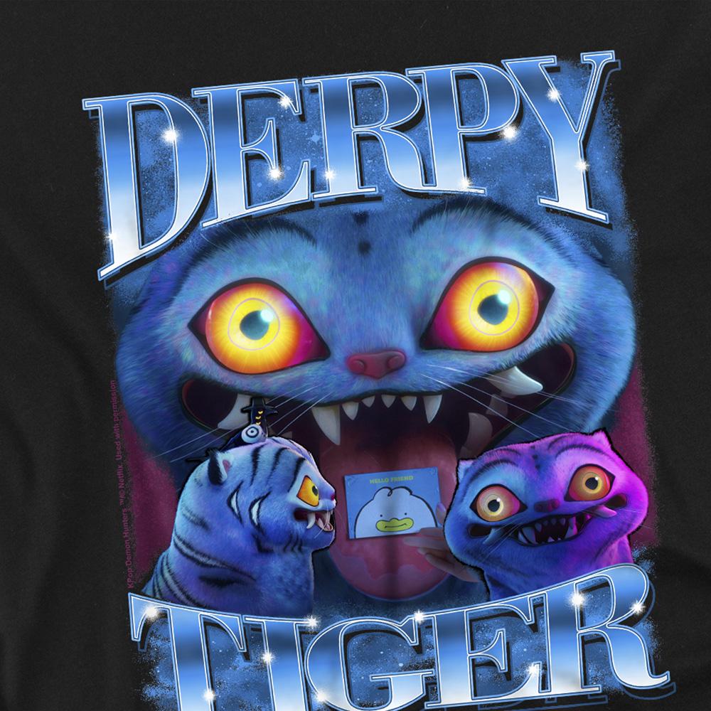 Black - Back - K-Pop Demon Hunters Childrens-Kids Derpy Tiger T-Shirt