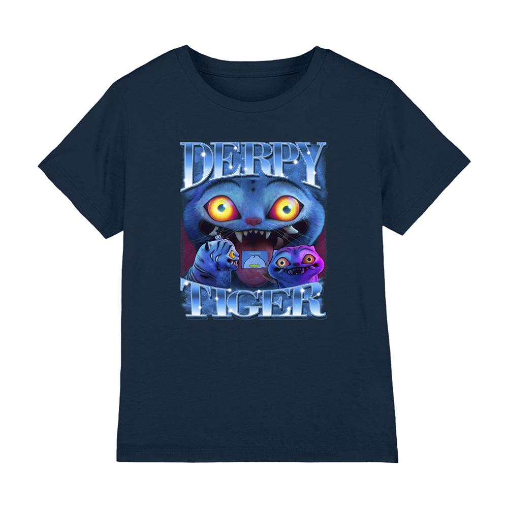 Navy - Front - K-Pop Demon Hunters Childrens-Kids Derpy Tiger T-Shirt