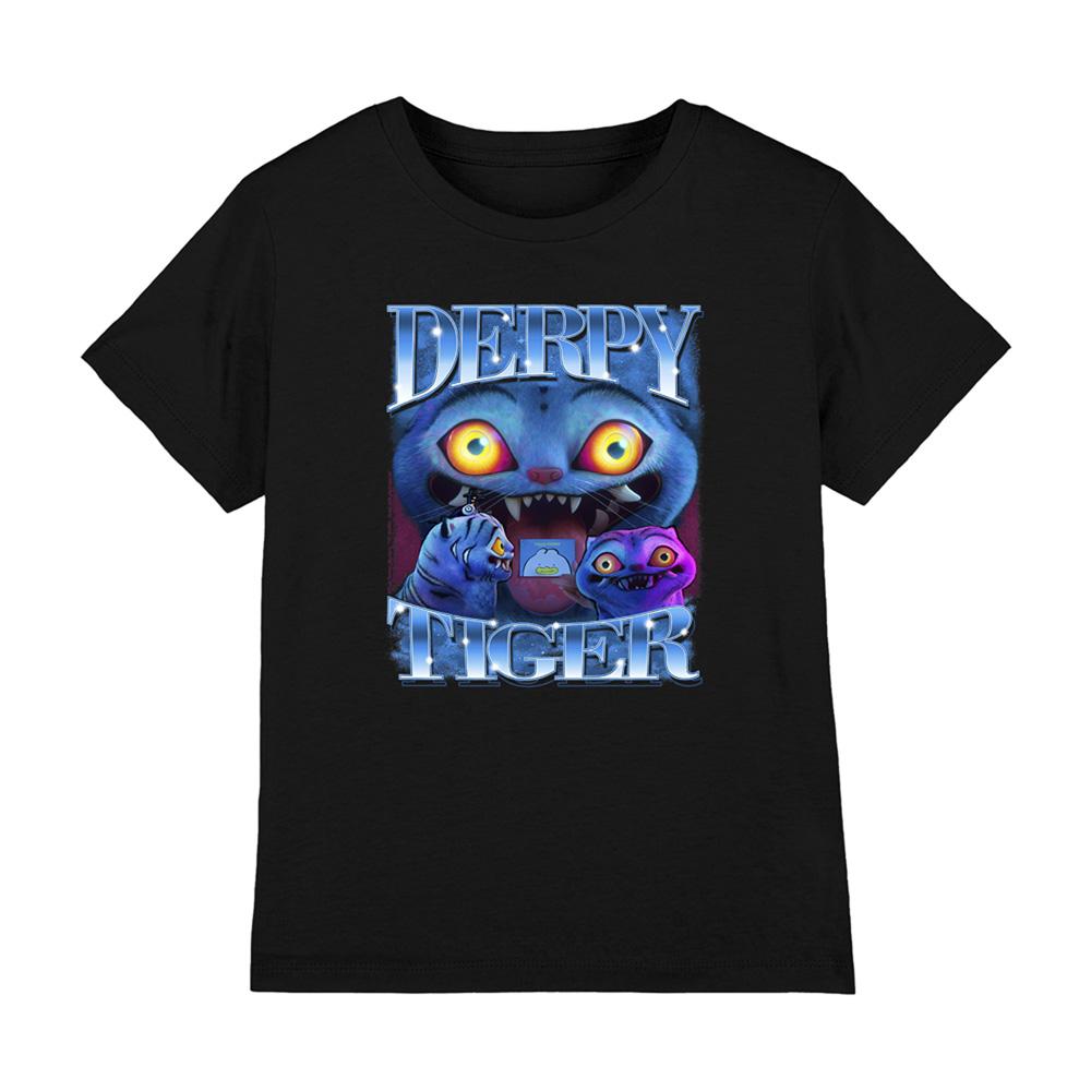 Black - Front - K-Pop Demon Hunters Childrens-Kids Derpy Tiger T-Shirt