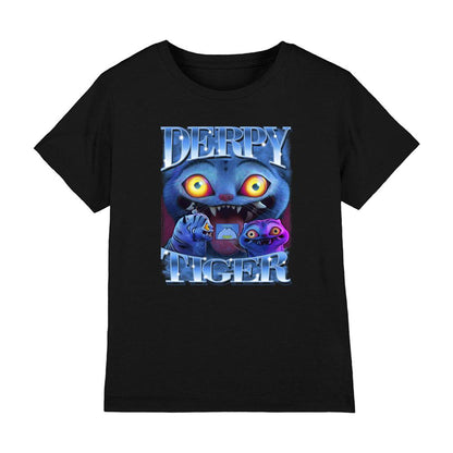 Black - Front - K-Pop Demon Hunters Childrens-Kids Derpy Tiger T-Shirt
