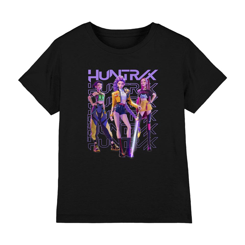 Black - Front - K-Pop Demon Hunters Childrens-Kids Huntr-X Pose T-Shirt