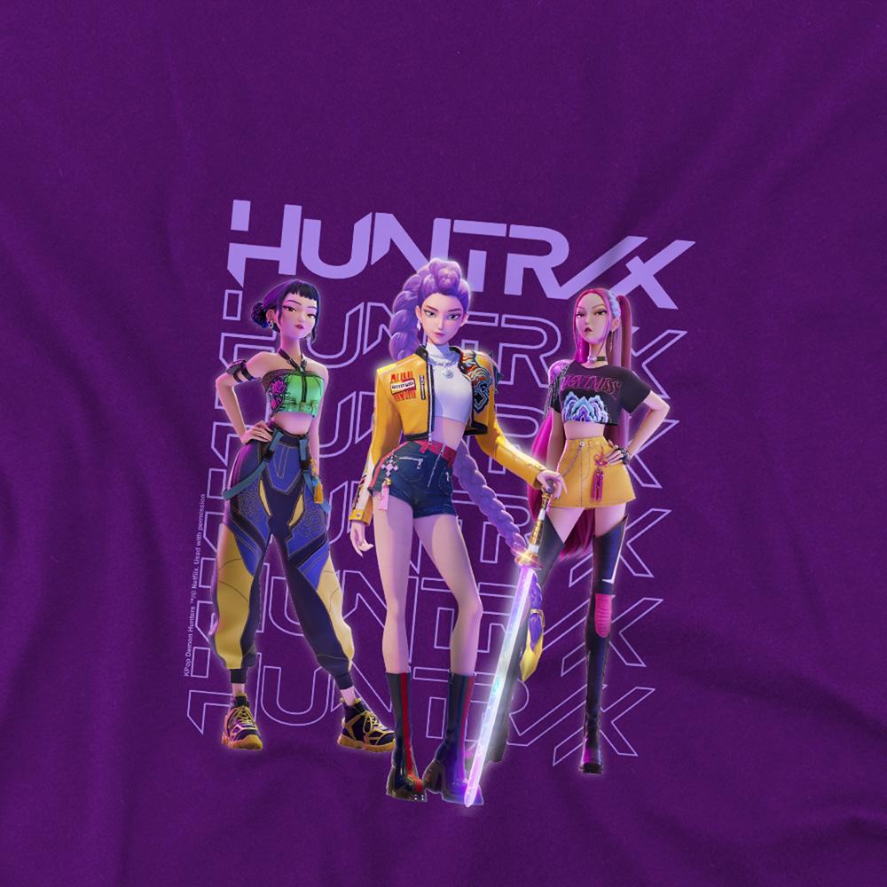 Purple - Back - K-Pop Demon Hunters Childrens-Kids Huntr-X Pose T-Shirt