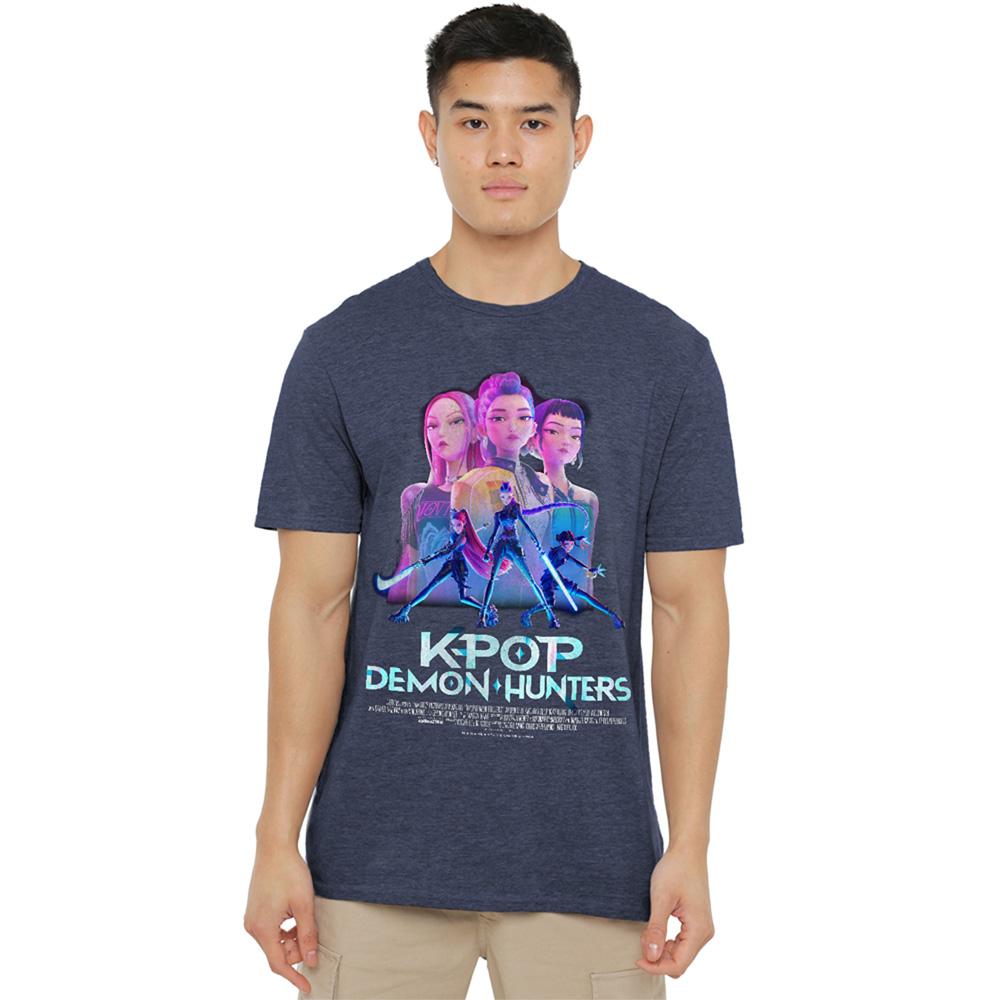 Navy - Lifestyle - K-Pop Demon Hunters Unisex Adult Huntr-X Poster Heather T-Shirt
