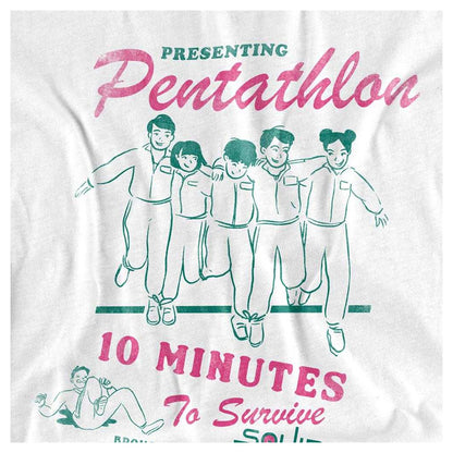 White - Side - Squid Game Womens-Ladies Pentathlon Race Comic T-Shirt