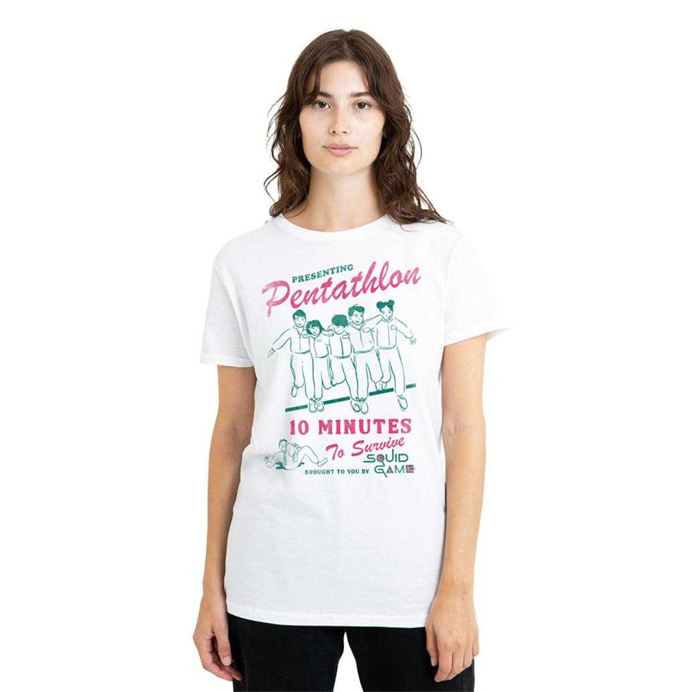 White - Lifestyle - Squid Game Womens-Ladies Pentathlon Race Comic T-Shirt