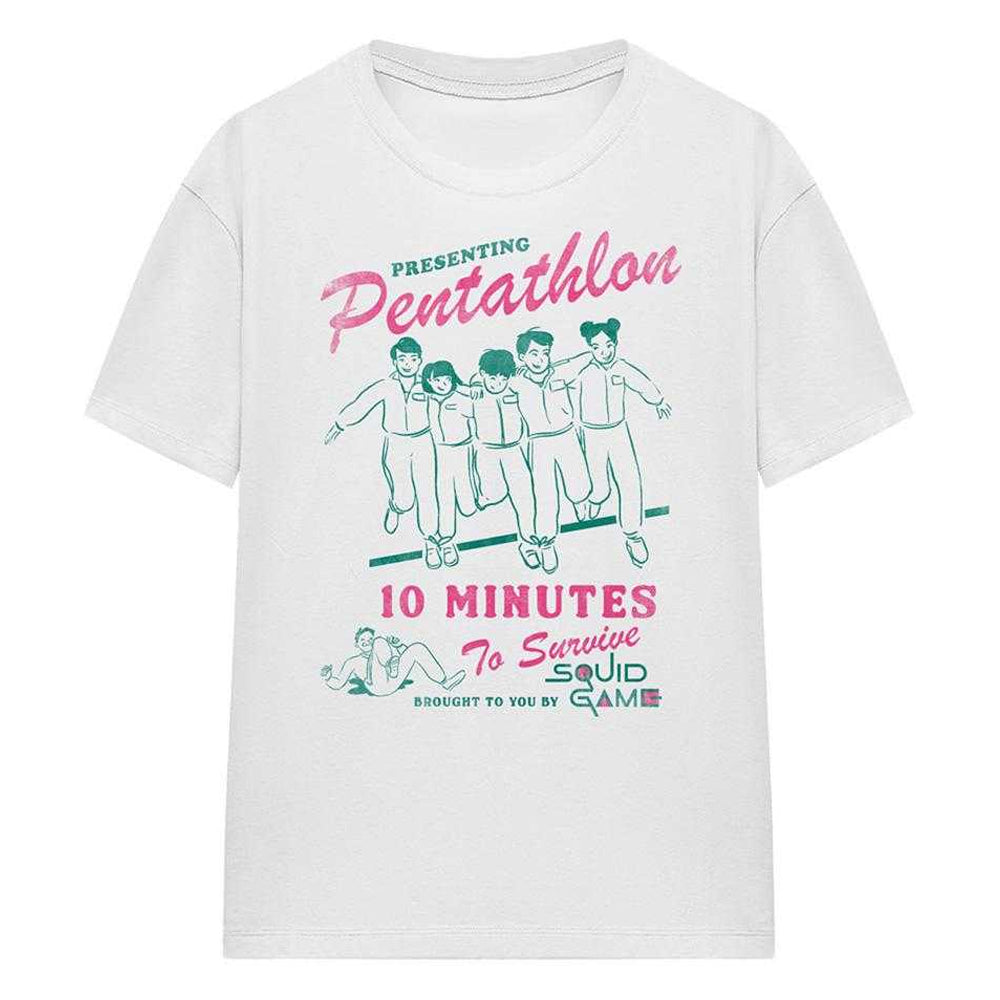 White - Front - Squid Game Womens-Ladies Pentathlon Race Comic T-Shirt