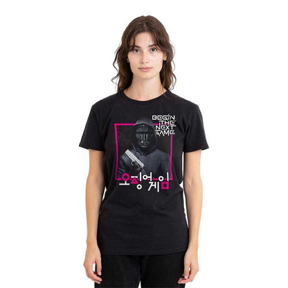 Black - Lifestyle - Squid Game Womens-Ladies Front Man Korean Logo T-Shirt