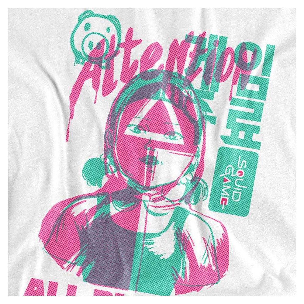 White - Side - Squid Game Womens-Ladies Attention All Players T-Shirt