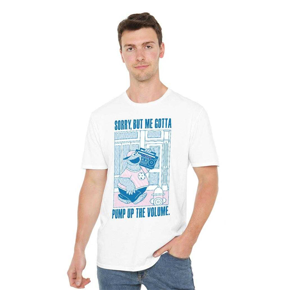 White - Lifestyle - Sesame Street Unisex Adult Pump Up The Volume Cookie Monster T-Shirt