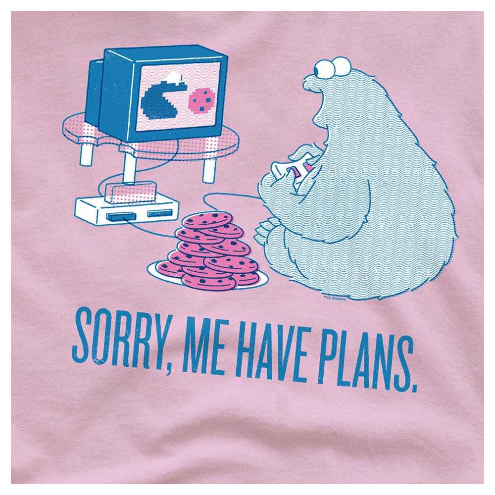 Pink - Side - Sesame Street Unisex Adult Me Have Plans Cookie Monster T-Shirt