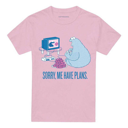 Pink - Front - Sesame Street Unisex Adult Me Have Plans Cookie Monster T-Shirt