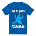 Royal Blue - Front - Sesame Street Unisex Adult Me No Care Cookie Monster T-Shirt