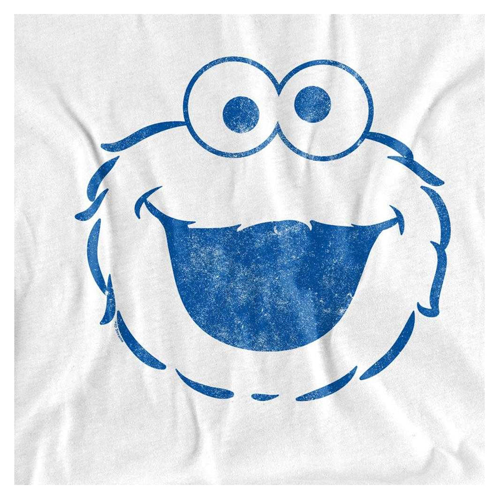 White - Side - Sesame Street Unisex Adult Cookie Monster Mono Long-Sleeved T-Shirt