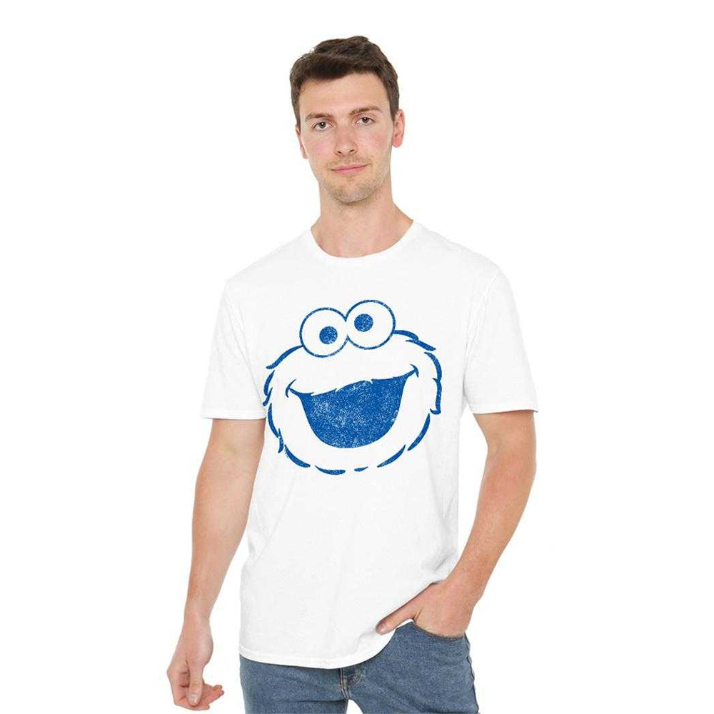 White - Lifestyle - Sesame Street Unisex Adult Cookie Monster Mono T-Shirt