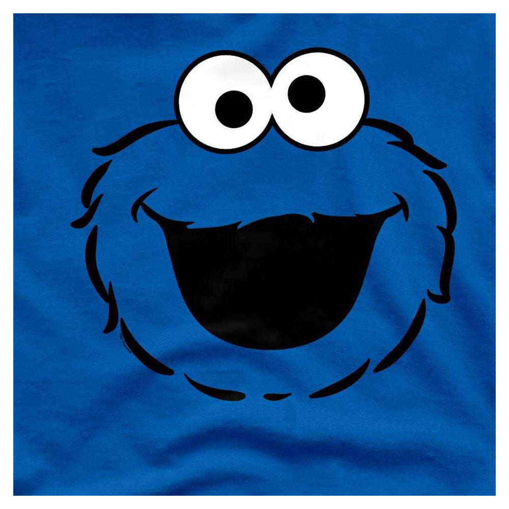 Royal Blue - Side - Sesame Street Unisex Adult Cookie Monster Face T-Shirt