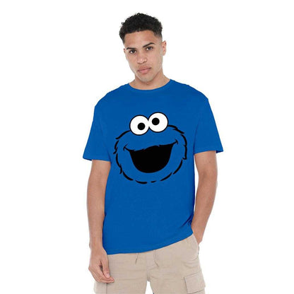 Royal Blue - Lifestyle - Sesame Street Unisex Adult Cookie Monster Face T-Shirt