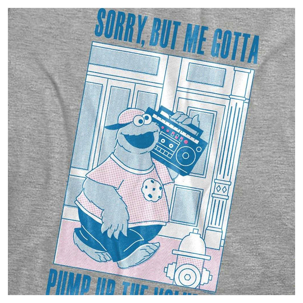 Athletic - Side - Sesame Street Womens-Ladies Pump Up The Volume Cookie Monster Heather T-Shirt