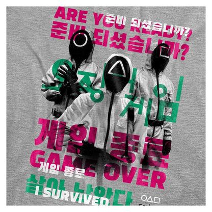 Athletic Heather - Side - Squid Game Womens-Ladies Game Over Guards Overlay Heather T-Shirt