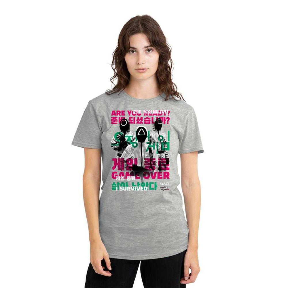 Athletic Heather - Lifestyle - Squid Game Womens-Ladies Game Over Guards Overlay Heather T-Shirt