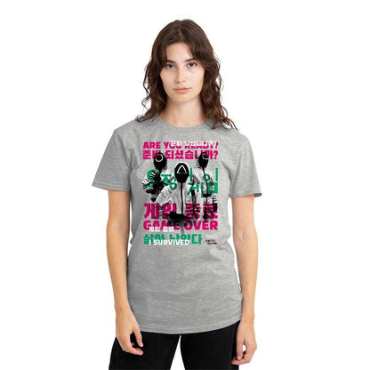Athletic Heather - Lifestyle - Squid Game Womens-Ladies Game Over Guards Overlay Heather T-Shirt