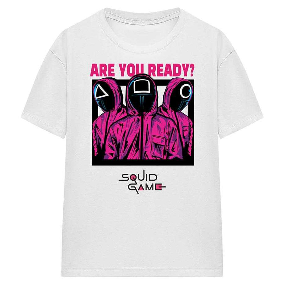White - Front - Squid Game Womens-Ladies Are You Ready Guards Comic T-Shirt