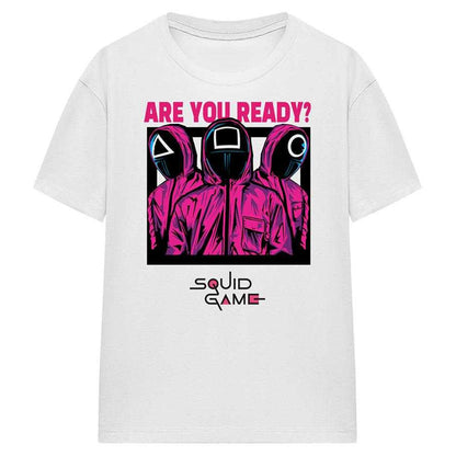 White - Front - Squid Game Womens-Ladies Are You Ready Guards Comic T-Shirt