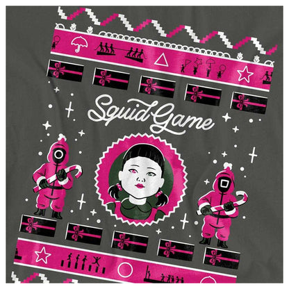Charcoal - Side - Squid Game Womens-Ladies Fair Isle Christmas T-Shirt