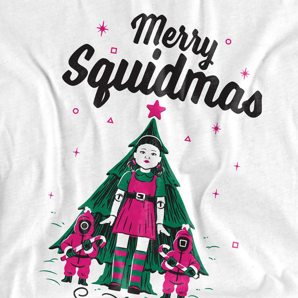 White - Side - Squid Game Womens-Ladies Merry Squidmas Christmas T-Shirt