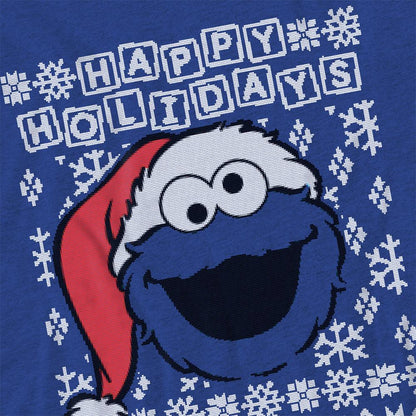 Royal Blue - Side - Sesame Street Unisex Adult Ugly Christmas Cookie Monster Heather T-Shirt