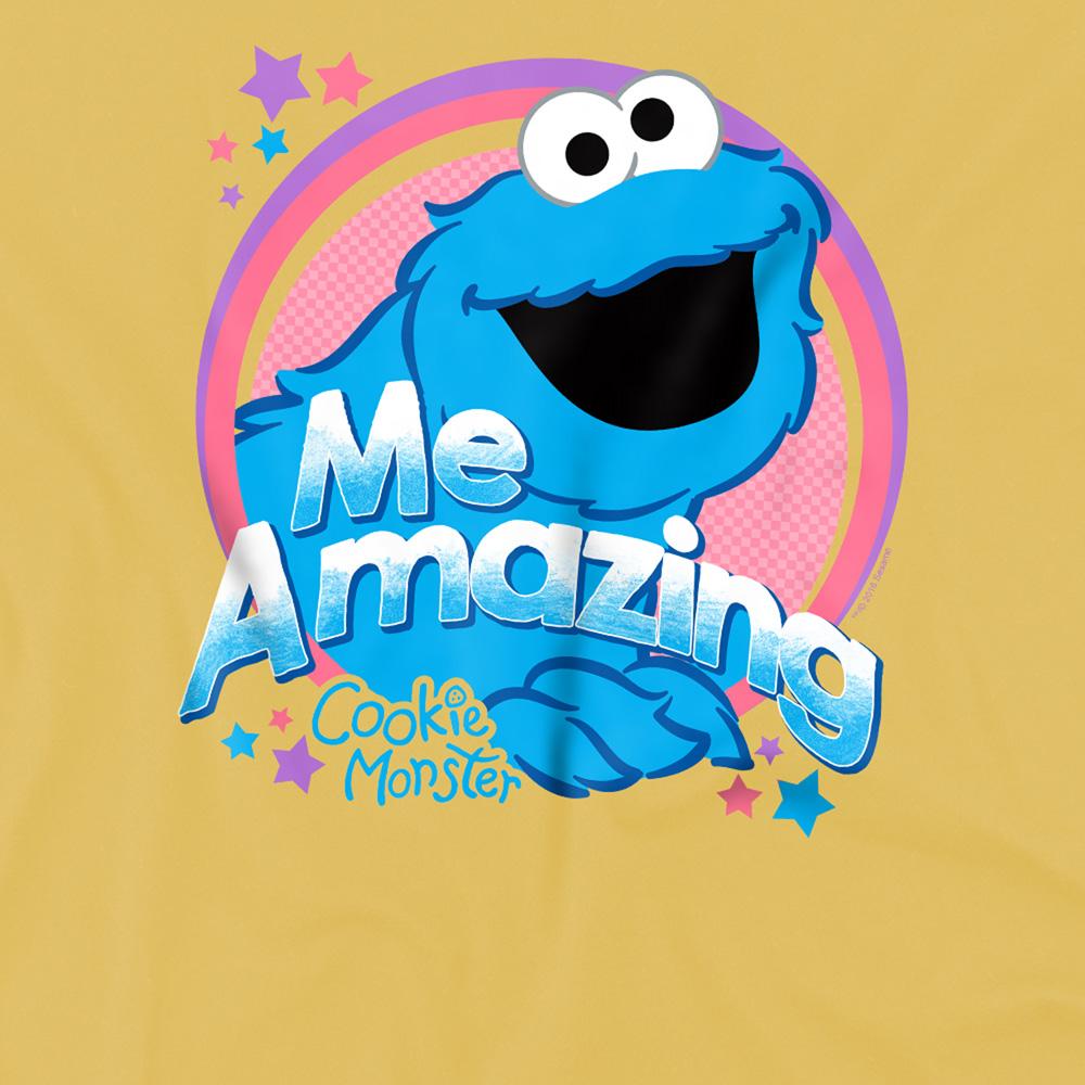 Banana Yellow - Side - Sesame Street Unisex Adult Me Amazing Cookie Monster T-Shirt
