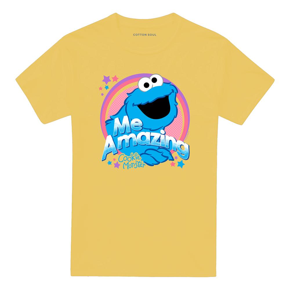 Banana Yellow - Front - Sesame Street Unisex Adult Me Amazing Cookie Monster T-Shirt