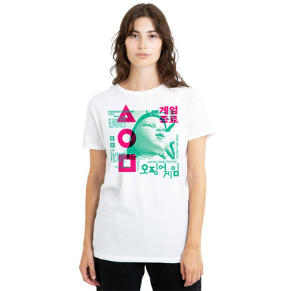 White - Lifestyle - Squid Game Womens-Ladies Young Hee Overlay T-Shirt