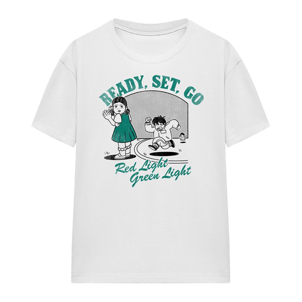 White - Front - Squid Game Womens-Ladies Red Light Green Light Fakeaway T-Shirt