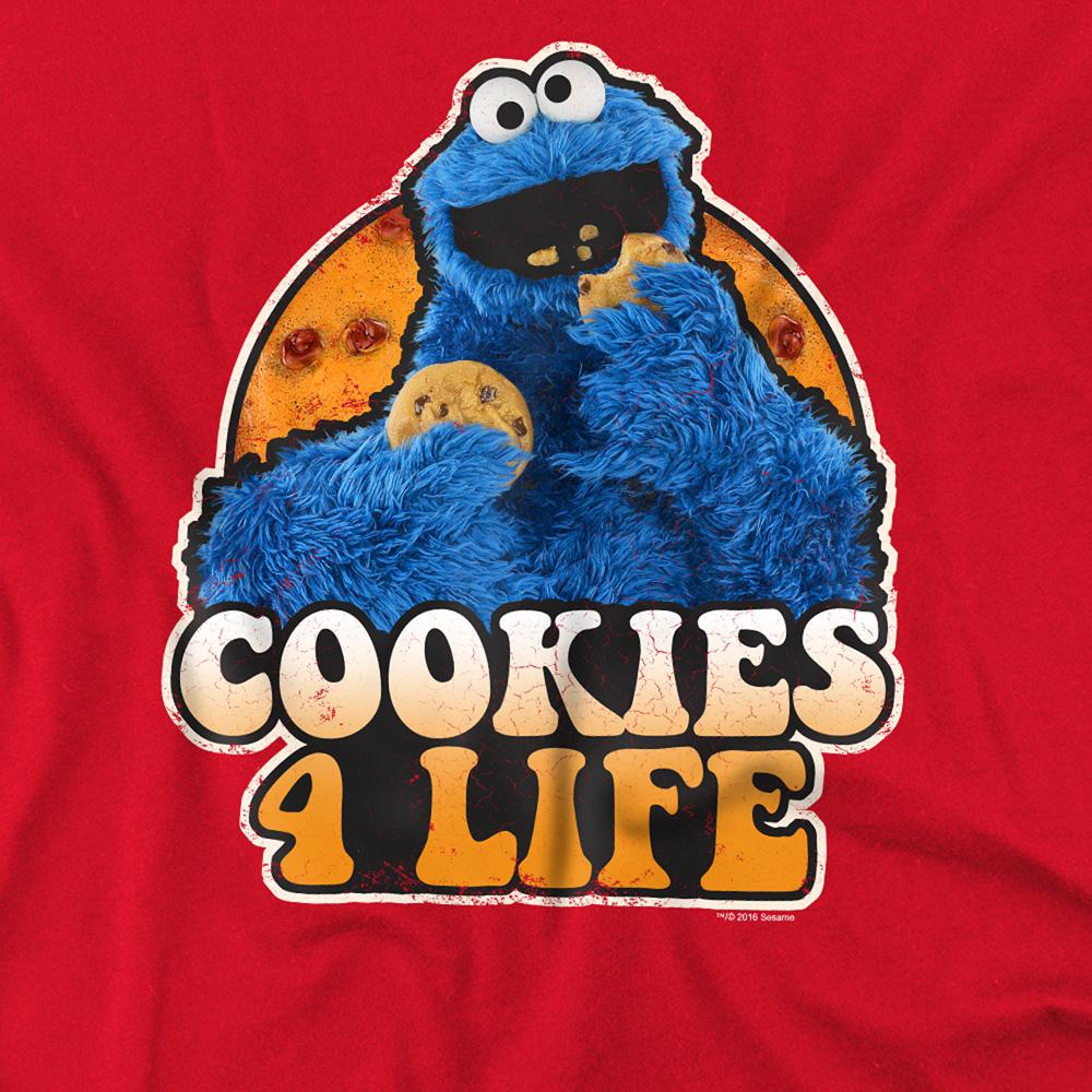 Red - Side - Sesame Street Unisex Adult Cookies 4 Life T-Shirt