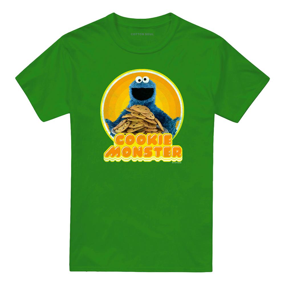 Kelly Green - Front - Sesame Street Unisex Adult Iron On Cookie Monster T-Shirt