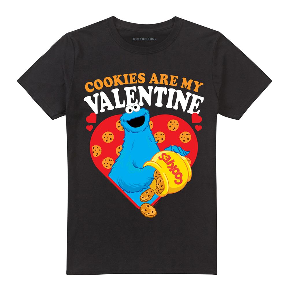Black - Front - Sesame Street Unisex Adult Cookies Are My Valentine T-Shirt